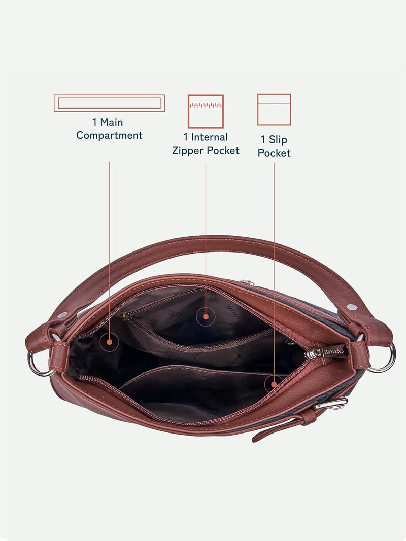 ZOUK حقيبة إيرا | حقيبة يد أنيقة للنساء | حقيبة كتف فاخرة للنساء | عصرية | حقائب سيدات فاخرة | محفظة صغيرة للمناسبات | مقاومة للماء | ويف بيتش - Image 5