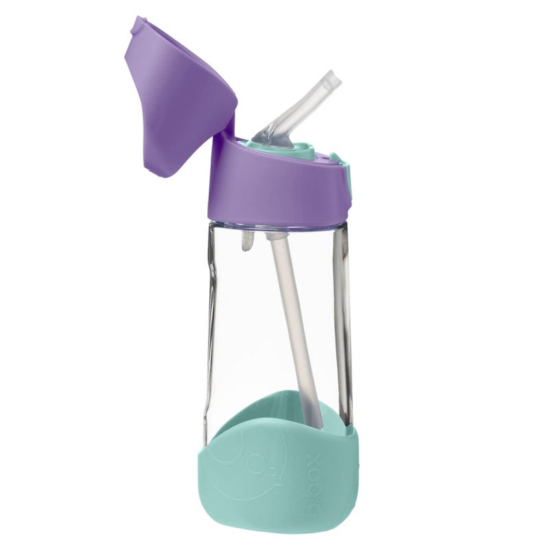 b.box 15oz Tritan Straw Bottle | Modern Water Bottle with Flip Straw for Toddlers & Kids | Spill Proof, BPA Free (Lilac Pop, 15 oz) - Image 1