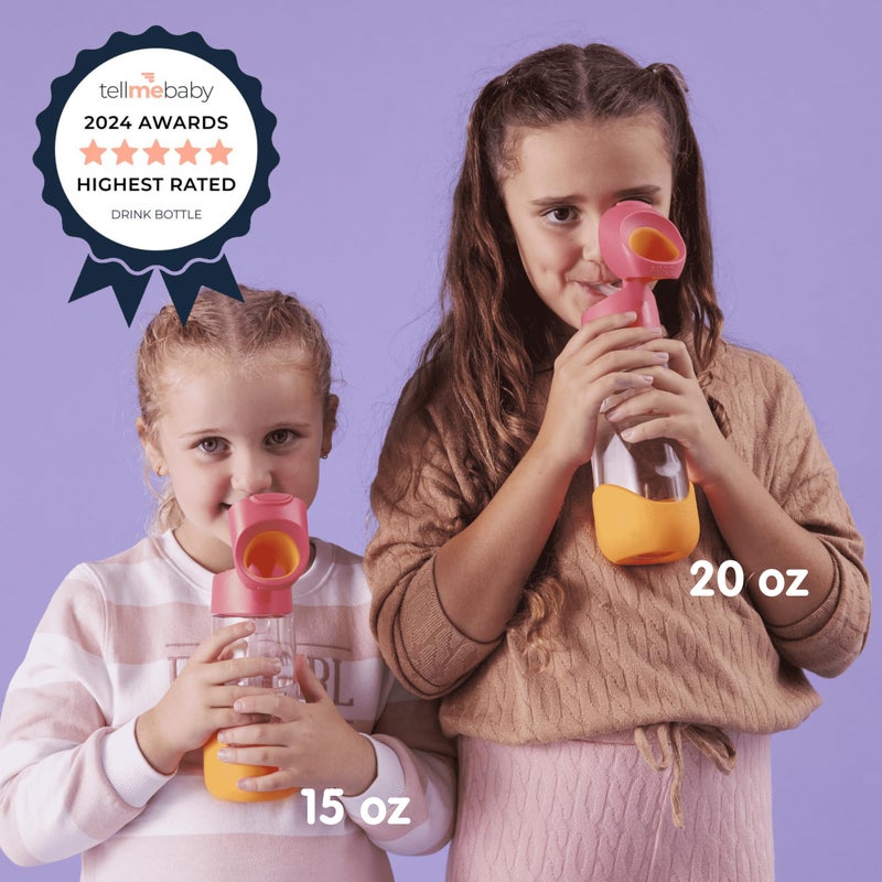 b.box 15oz Tritan Straw Bottle | Modern Water Bottle with Flip Straw for Toddlers & Kids | Spill Proof, BPA Free (Lilac Pop, 15 oz) - Image 2