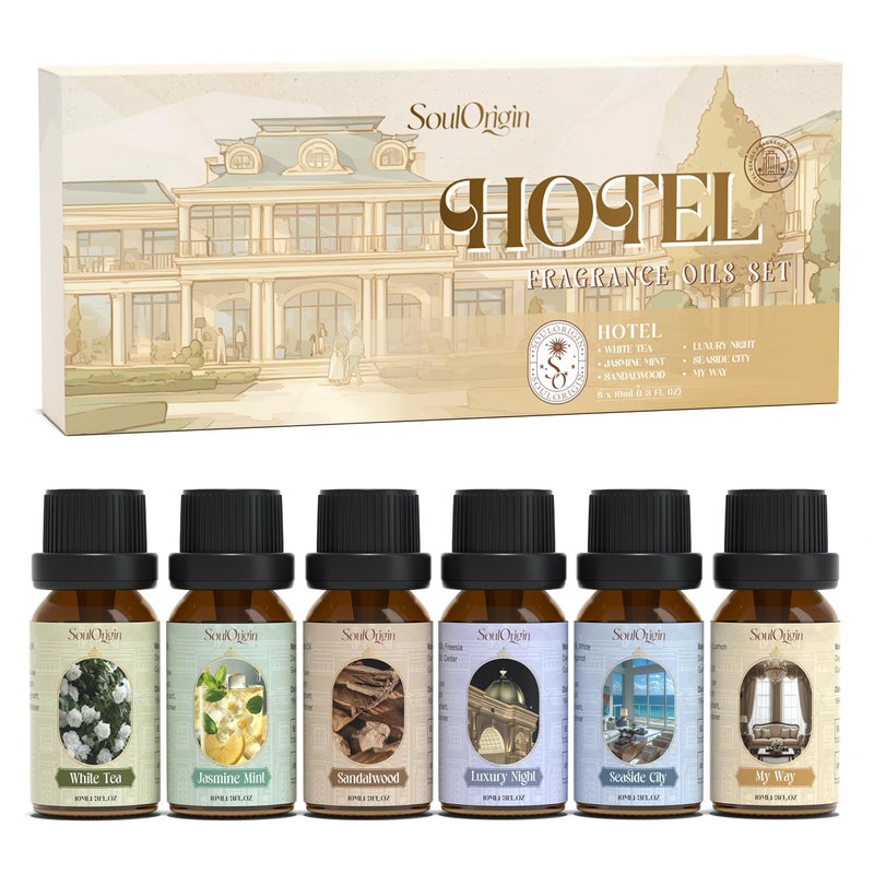 Soulorigin Hotel Fragrance Oils Set, Essential Oil Gift Set for Diffuser, Hotel Scent Diffuser Oil, Diffuser Scents Oil for Home, White Tea, Jasmine Mint, Sandalwood, Luxury Night, Seaside, Myway - Image 1