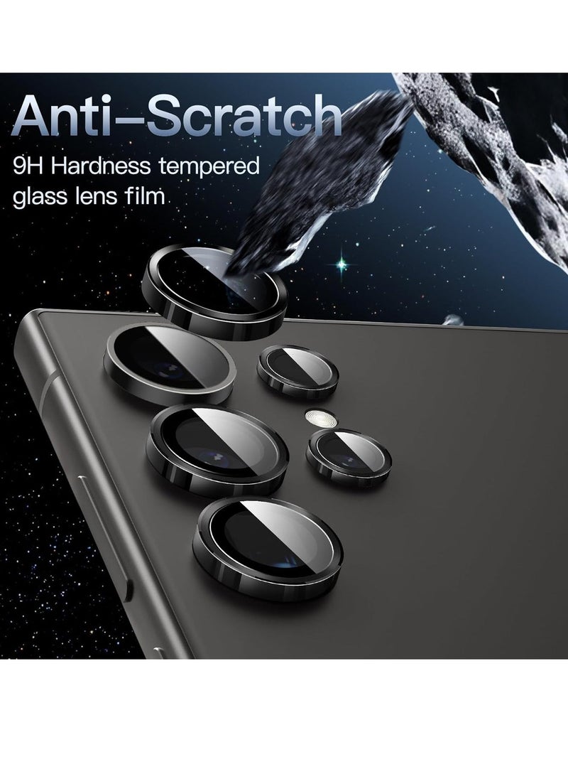 Raxoom Camera Lens Protector for Samsung Galaxy S24 Ultra, 9H Tempered Glass Metal Individual Ring Cover, Easy Installation Tray, HD Clear, 1 Set (Black) - Image 3