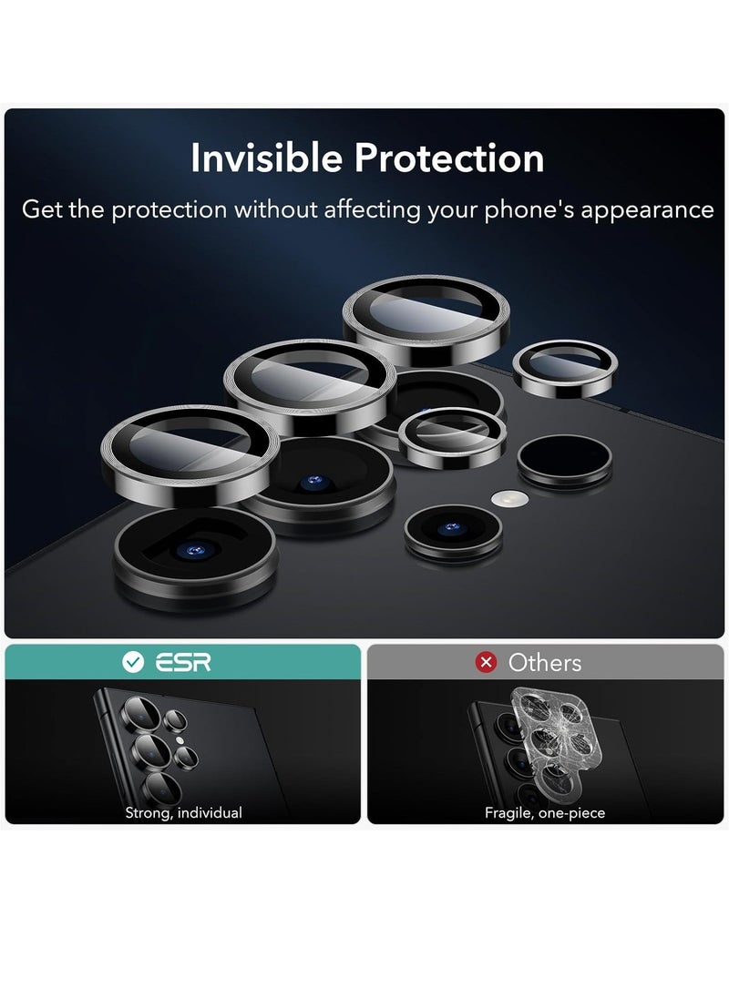 Raxoom Camera Lens Protector for Samsung Galaxy S24 Ultra, 9H Tempered Glass Metal Individual Ring Cover, Easy Installation Tray, HD Clear, 1 Set (Black) - Image 4