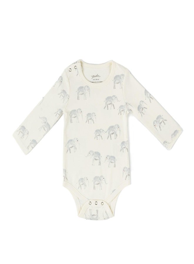 PEHR Shoulder Snap One-Piece, Follow Me Elephant | 100% Organic Cotton Baby Bodysuit | Sizes 0-18 Months - Image 1