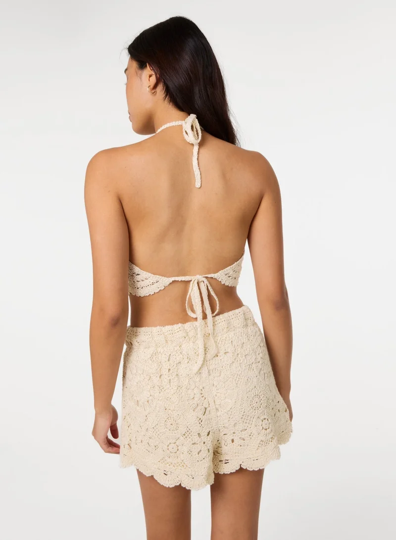 Pink Vanilla Tie Back Crochet Top