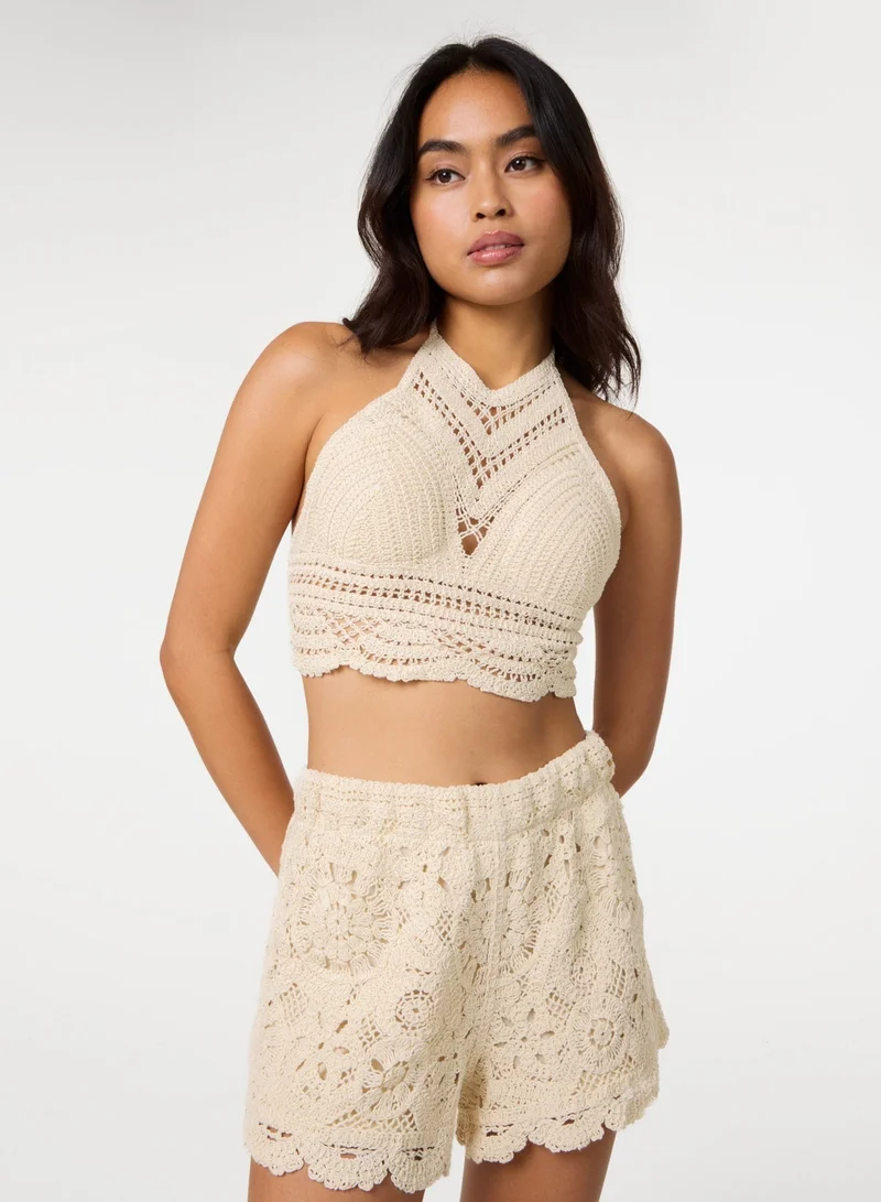 Pink Vanilla Tie Back Crochet Top