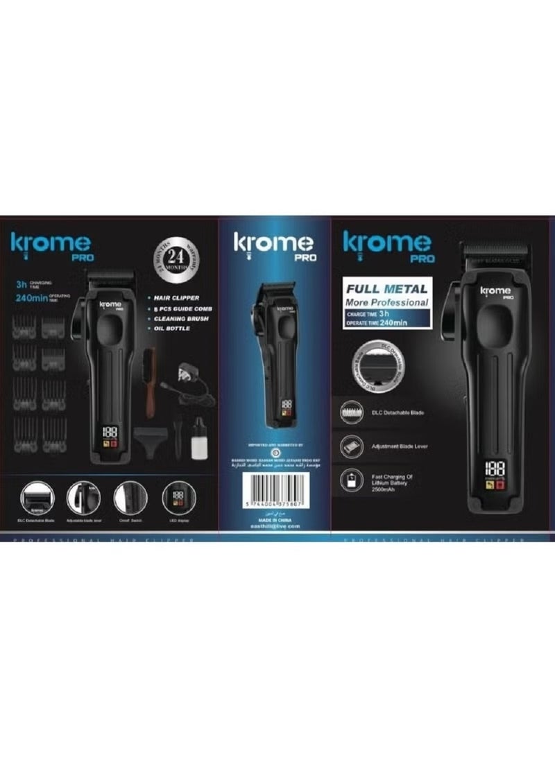 كروم ماكينة قص شعر كهربائية لاسلكية، طقم قص شعر منزلي عالي الأداء، وتشذيب للرجال بأطوال قص مختلفة - Image 2