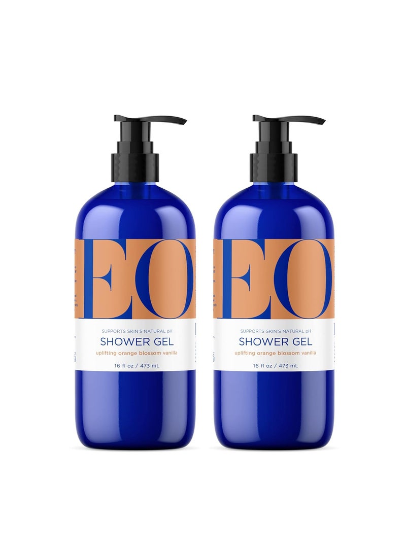 EO EO Shower Gel Body Wash 16 Ounce Pack of 2 Orange Blossom and Vanilla Organic PlantBased Skin Conditioning Cleanser with Pure Essentials Oils 