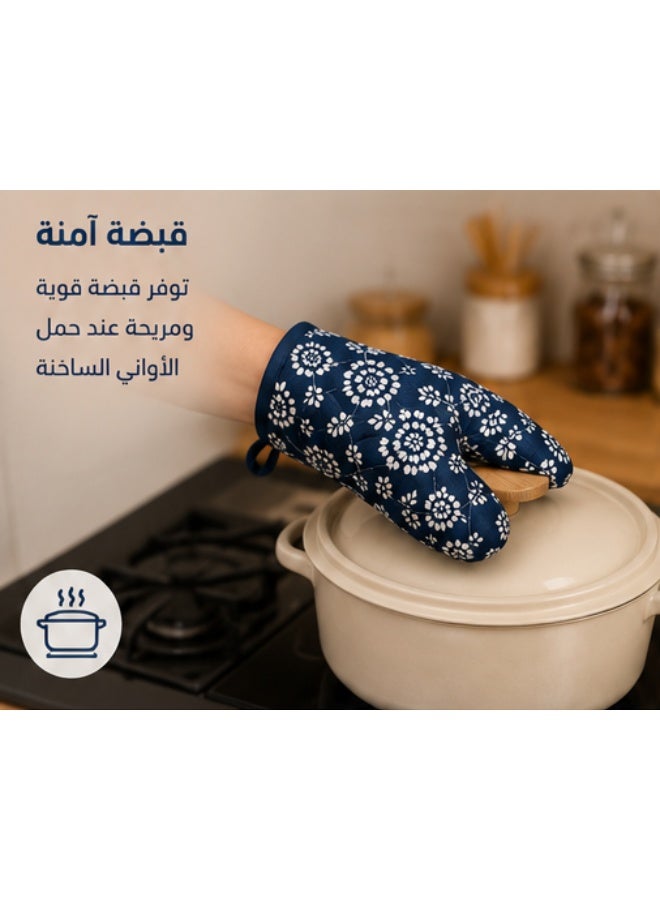 قفاز فرن مقاوم للحرارة للمطبخ – قفاز عازل للحرارة مانع للانزلاق للطهي والشواء – مناسب لحمل الأواني والصواني والأطباق الساخنة - Image 5