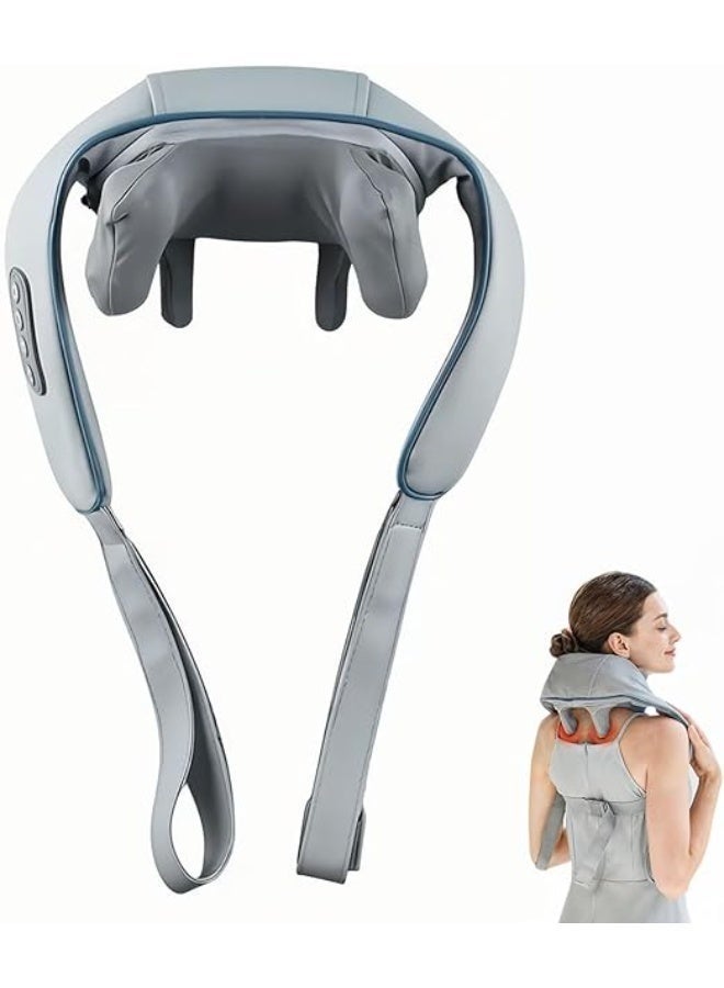 Electric Wearable Neck Massager with Heat 2 Massage Modes 2 Intensity Levels Rechargeable Battery Foldable Hands Free Design for Neck Shoulders Back Waist and Legs - Image 1