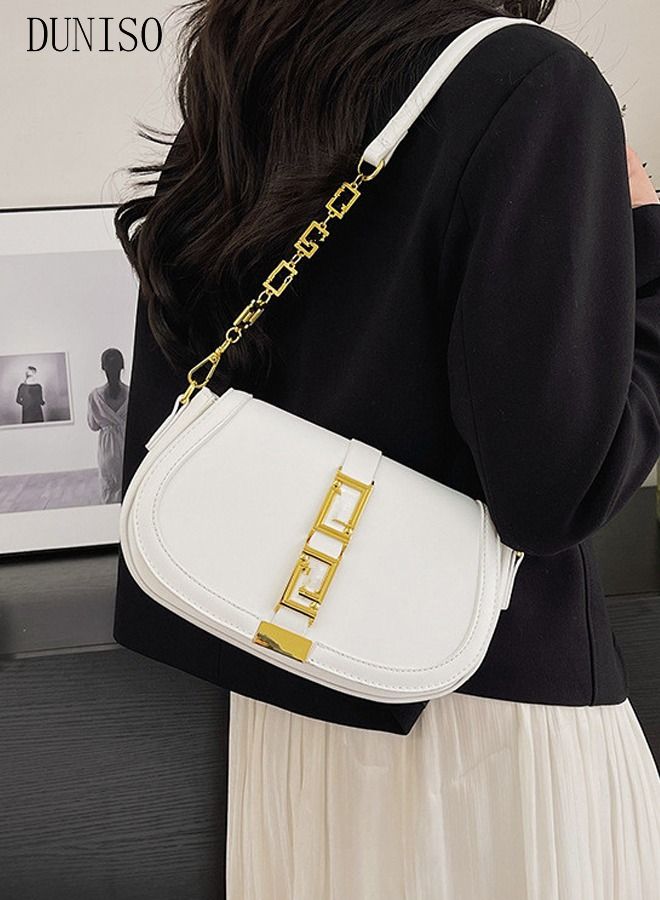 DUNISO Small Vintage Leather Shoulder Tote Bag Crossbody Purse Crossover Bag Fashionable Handbags for Women with 2 Adjustable Straps - Image 1