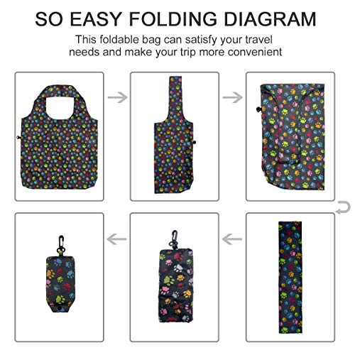 HOLYLUCK Reusable Grocery Bags,Heavy Duty Foldable Shopping Tote Bag (Standard, 3 Dog Paw Prints) - Image 4