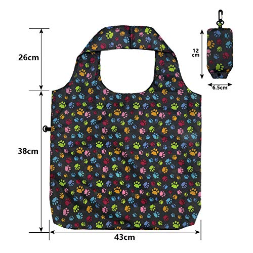 HOLYLUCK Reusable Grocery Bags,Heavy Duty Foldable Shopping Tote Bag (Standard, 3 Dog Paw Prints) - Image 5