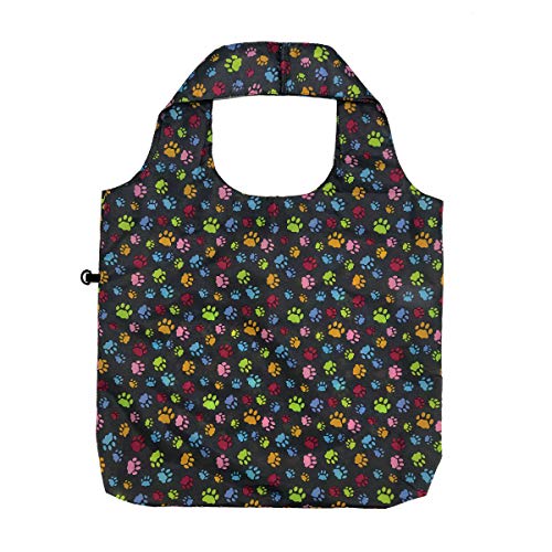 HOLYLUCK Reusable Grocery Bags,Heavy Duty Foldable Shopping Tote Bag (Standard, 3 Dog Paw Prints) - Image 2