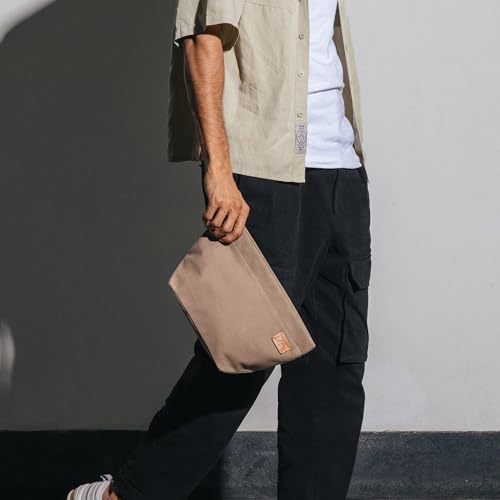 DailyObjects Small Clutch Taxi Canvas Pouch & Multi-Purpose storage organizer for Women and Men, Holds Accessories and Gadget like Toiletry, Cosmetics (Color - Beige) - Image 2