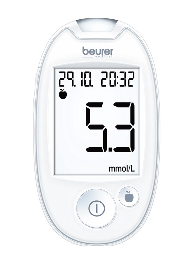 Beurer - GL 44 - Blood Sugar Monitor | Easy-to-Use Glucose Meter with XXL Display | Soft+Safe Lancing Aid and Data Transfer Capability | White | Lancing Aid + 10 Lancets - Image 1