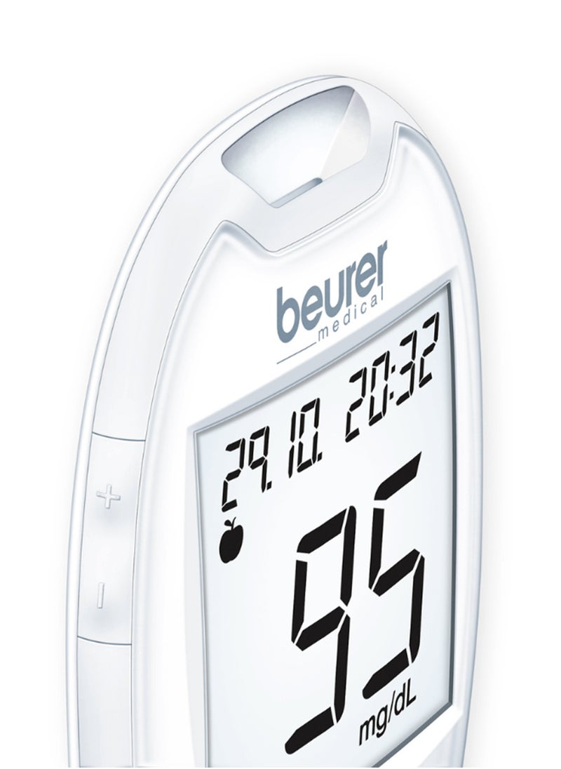 Beurer - GL 44 - Blood Sugar Monitor | Easy-to-Use Glucose Meter with XXL Display | Soft+Safe Lancing Aid and Data Transfer Capability | White | Lancing Aid + 10 Lancets - Image 1