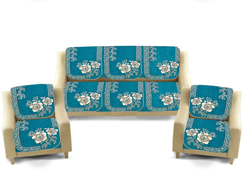 Dazzling DECOR Velvet Sofa Cover 3 Seater and 2 Seater - Premium Sofa Cover 5 Seater Full Cover Set for Couch- Heavy Fabric Sofa Seat Cover Slip Protector, 201_Aqua - Image 2
