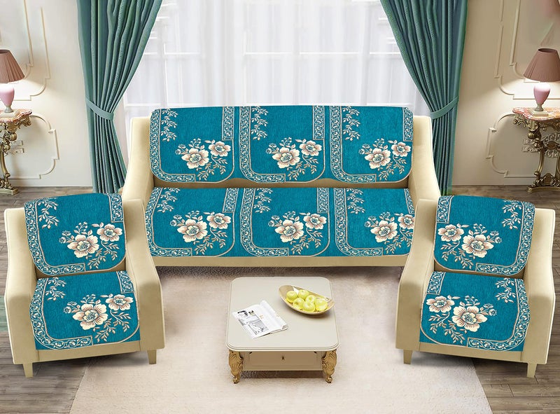 Dazzling DECOR Velvet Sofa Cover 3 Seater and 2 Seater - Premium Sofa Cover 5 Seater Full Cover Set for Couch- Heavy Fabric Sofa Seat Cover Slip Protector, 201_Aqua - Image 1