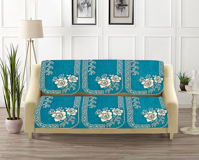 Dazzling DECOR Velvet Sofa Cover 3 Seater and 2 Seater - Premium Sofa Cover 5 Seater Full Cover Set for Couch- Heavy Fabric Sofa Seat Cover Slip Protector, 201_Aqua - Image 3