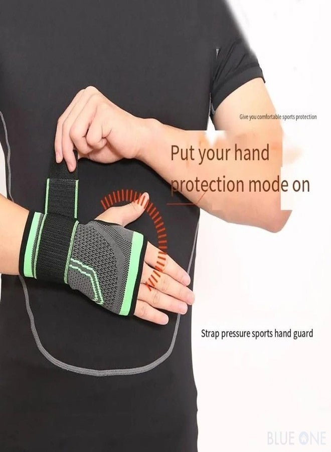 BLUEONE Wrist Support Brace, Adjustable Compression Strap, Breathable Fabric, Sports Hand Guard for Gym, Yoga, Pain Relief - Black/Green - Image 2