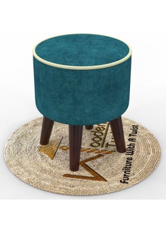 Wooden Twist Rope Design Round Puffy Ottoman Stool For Living Room ( Walnut Finish, Pack of 1 )  - Image 2