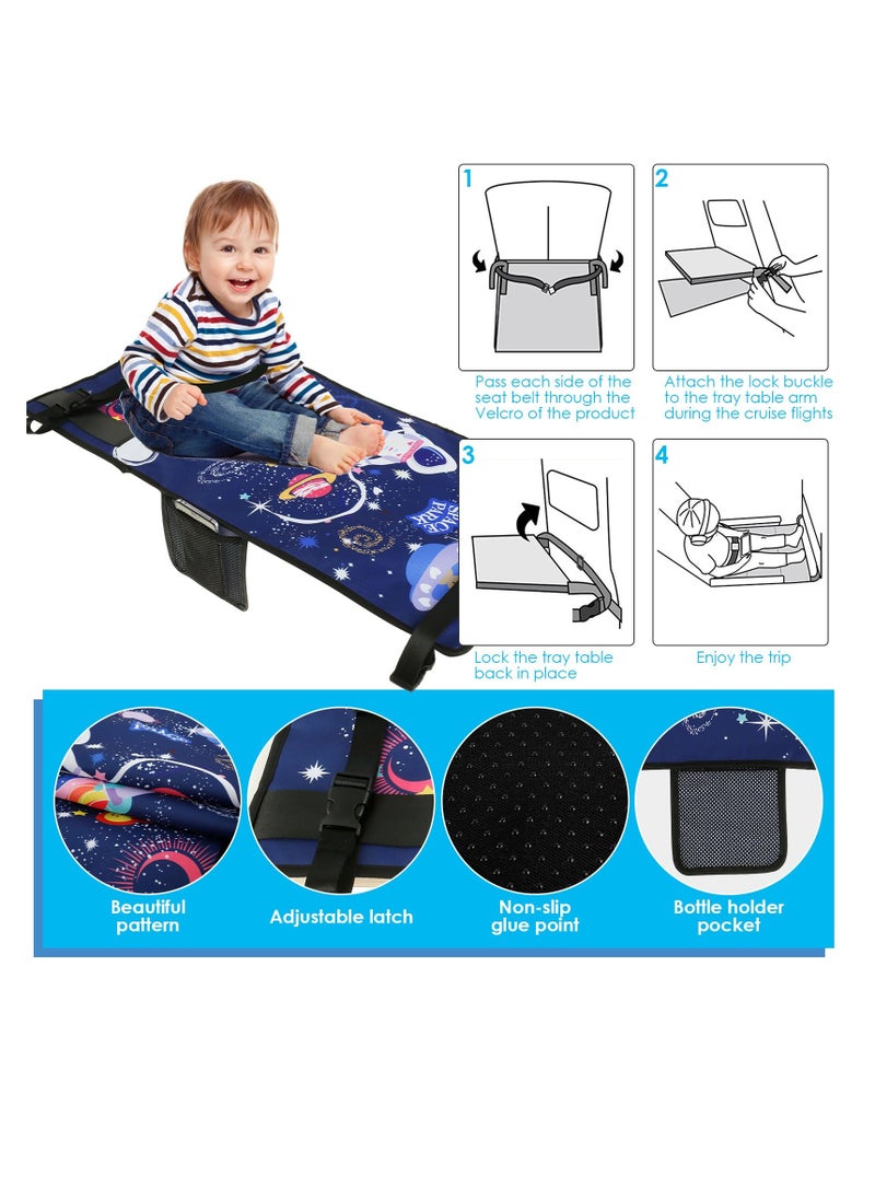 Excefore Toddler Travel Bed, Lightweight Toddler Airplane Seat Extender, Portable Toddler Travel Bed Kids, Kids Airplane Travel Essentials Airplane Travel Accessories, Storage Bag(Blue)  - Image 3