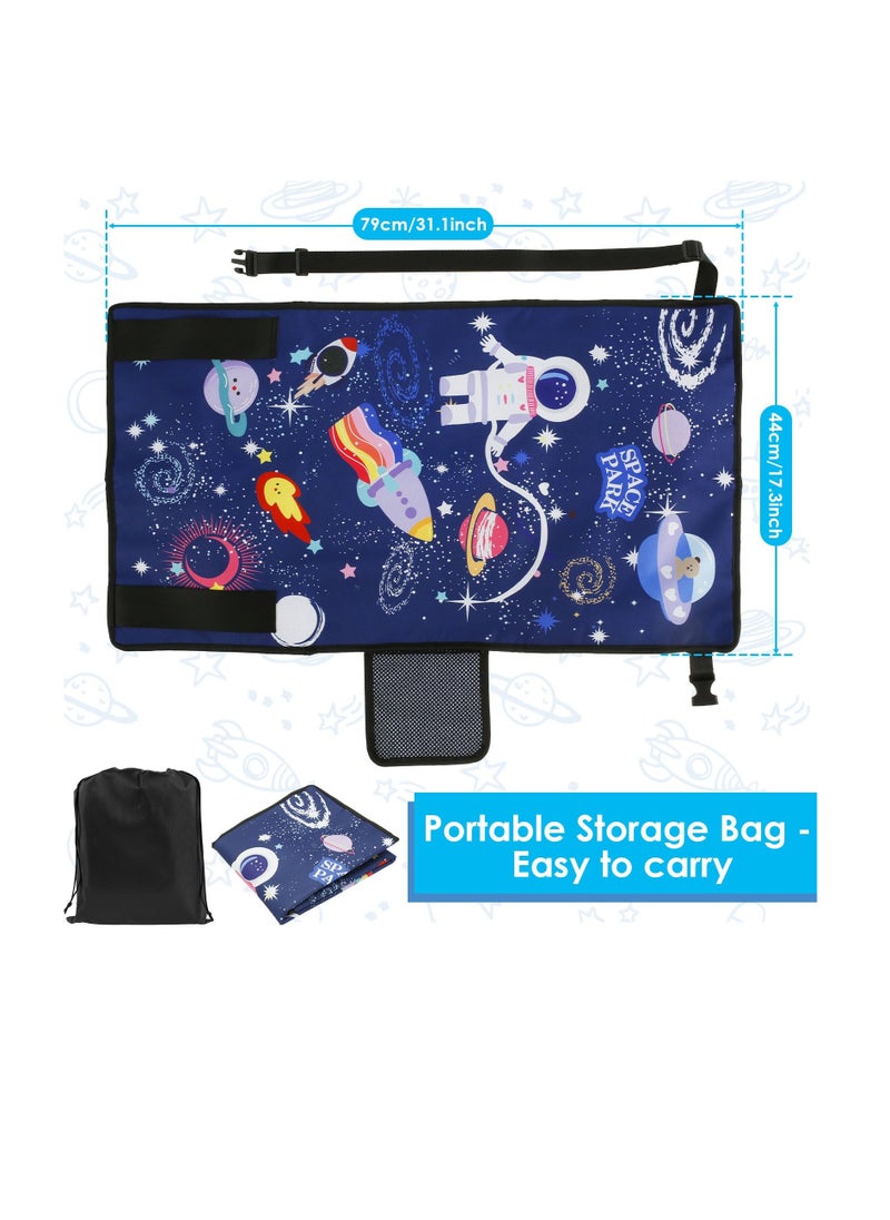 Excefore Toddler Travel Bed, Lightweight Toddler Airplane Seat Extender, Portable Toddler Travel Bed Kids, Kids Airplane Travel Essentials Airplane Travel Accessories, Storage Bag(Blue)  - Image 2