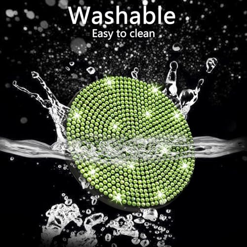 NBTEPEM 2pcs Bling Car Cup Holder Coaster, 2.75 inch Anti-Slip Shockproof Universal Fashion Car Coasters Insert Bling Crystal Rhinestone Automotive Interior Accessories for Women (2 pcs, Light Green) - Image 3