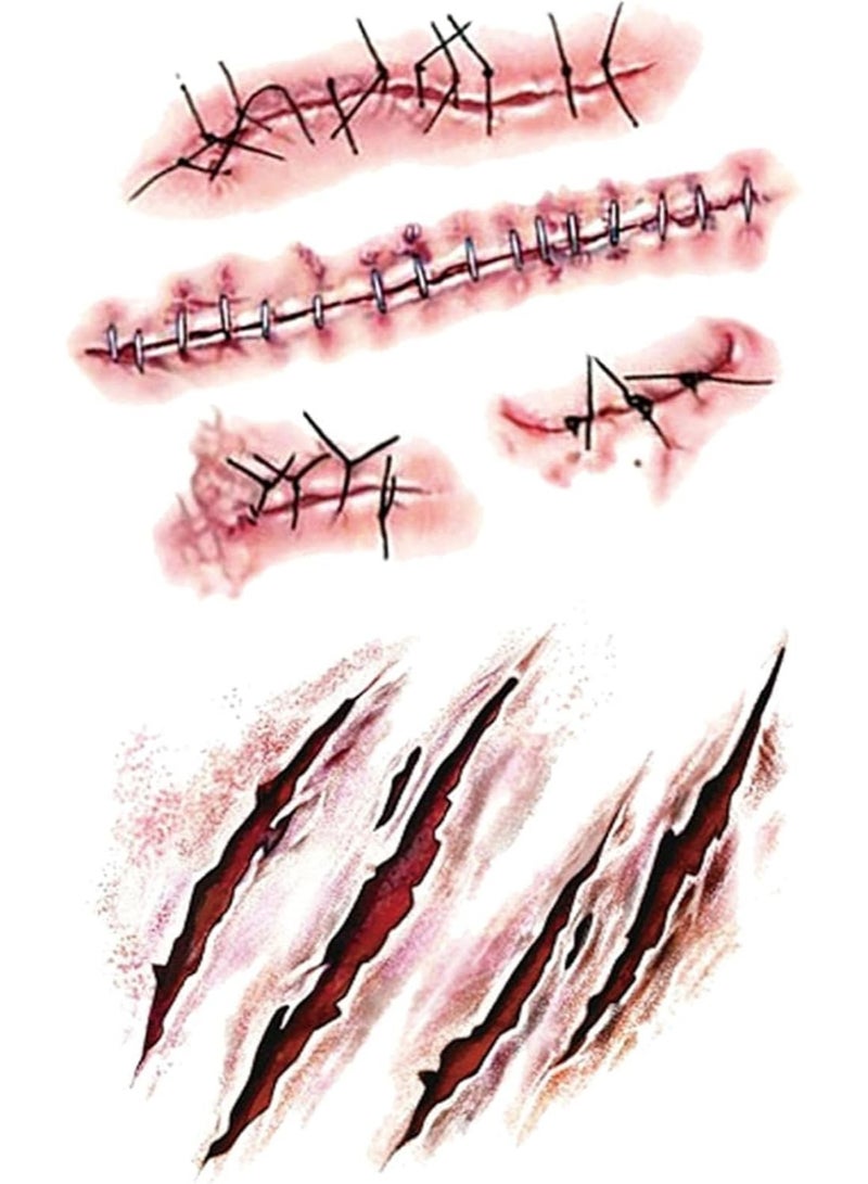 Waterproof Tattoos Sticker Halloween Horror Wound Realistic Blood Pattern Tattoo Sticker Scar Tattoo Sticker- 1 Pc  - Image 2