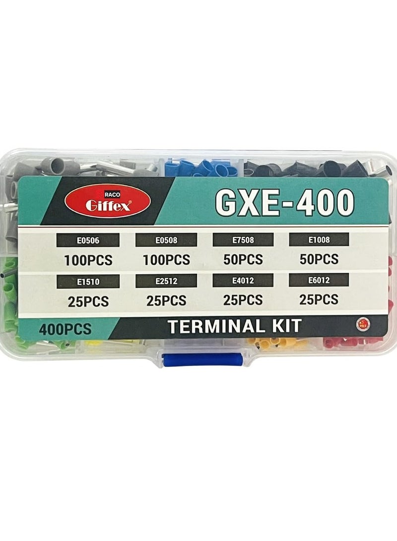 RACO RACO 400-piece insulated terminal kit Kit of 8 Types of High-Quality Nylon-insulated Pin Cord End Connectors with Copper Ferrule Terminals  - Image 2