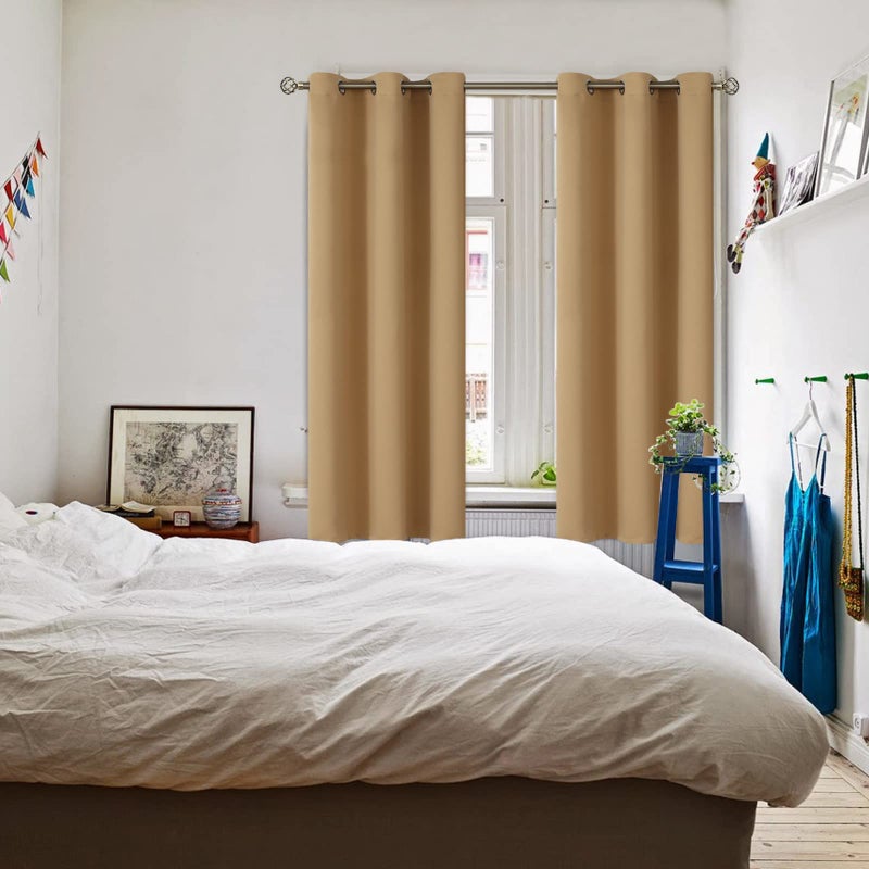BGment Blackout Curtains for Living Room - Grommet Thermal Insulated Room Darkening Curtains for Bedroom  2 Panels of 42 x 72 Inch  Khaki - Image 2