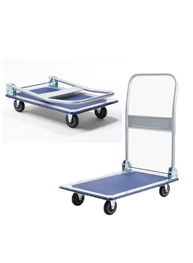 Heavy Duty Folding Trolley Cart – 300Kg Platform Hand Barrow with Foldable Handle and 360° Swivel Wheels for Warehouse, Office, and Home Use - Image 1