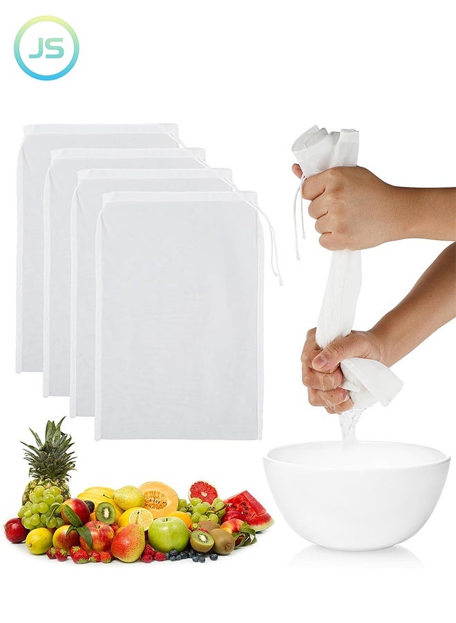JS 4 Pcs Food Grade Soy Milk Filter Bags, Vegetable Juice Filter Bag, 200Mesh 75Micron 20*30CM Fine Mesh Bag, Reusable Filter Bags for Nut Milk, Juice, Yogurt, Cold Brew, Home Brewing - Image 1