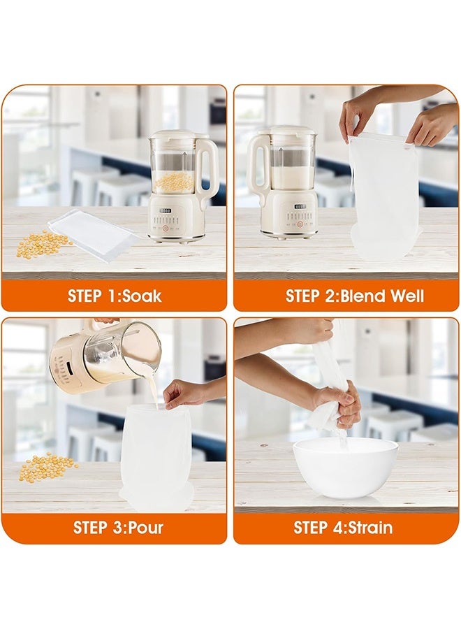 JS 4 Pcs Food Grade Soy Milk Filter Bags, Vegetable Juice Filter Bag, 200Mesh 75Micron 20*30CM Fine Mesh Bag, Reusable Filter Bags for Nut Milk, Juice, Yogurt, Cold Brew, Home Brewing - Image 4