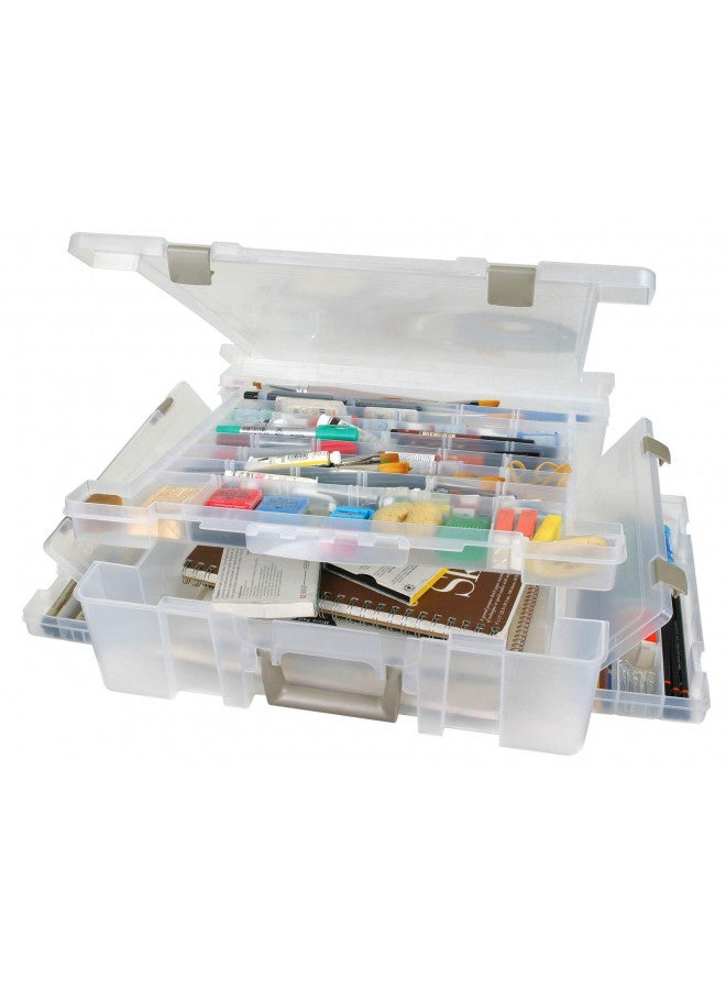 ArtBin 6981AB Super Satchel Deluxe Divided Base, Large Portable Art & Craft Organizer with Drawers, [1] Plastic Storage Case, Clear - Image 4