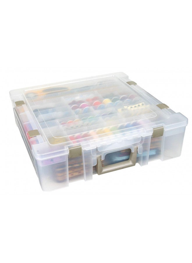 ArtBin 6981AB Super Satchel Deluxe Divided Base, Large Portable Art & Craft Organizer with Drawers, [1] Plastic Storage Case, Clear - Image 2