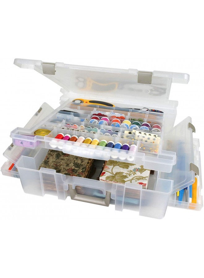 ArtBin 6981AB Super Satchel Deluxe Divided Base, Large Portable Art & Craft Organizer with Drawers, [1] Plastic Storage Case, Clear - Image 1