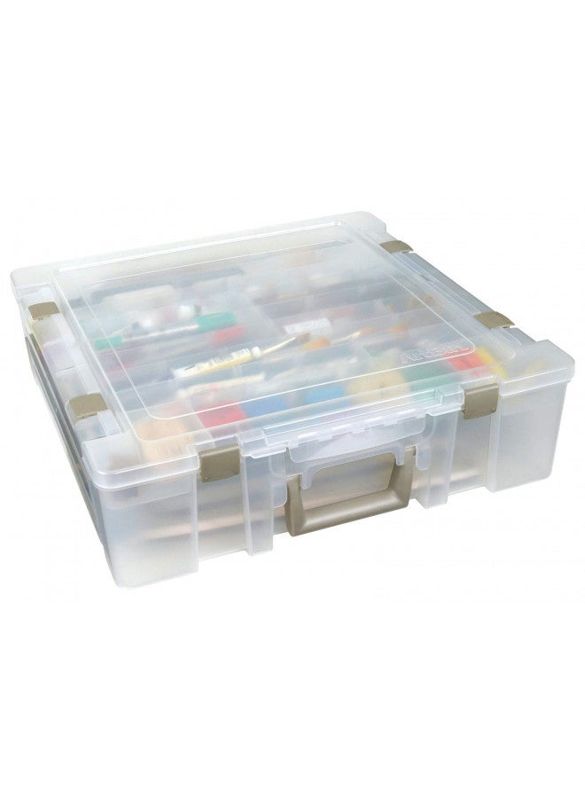 ArtBin 6981AB Super Satchel Deluxe Divided Base, Large Portable Art & Craft Organizer with Drawers, [1] Plastic Storage Case, Clear - Image 5