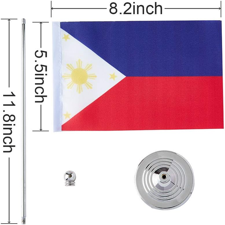mflagperft Philippines Flag Philippine Flags, Small Mini Philippine Desk Flag, Used for Table Office Classroom Home Patriotic Events Decorations - Image 1