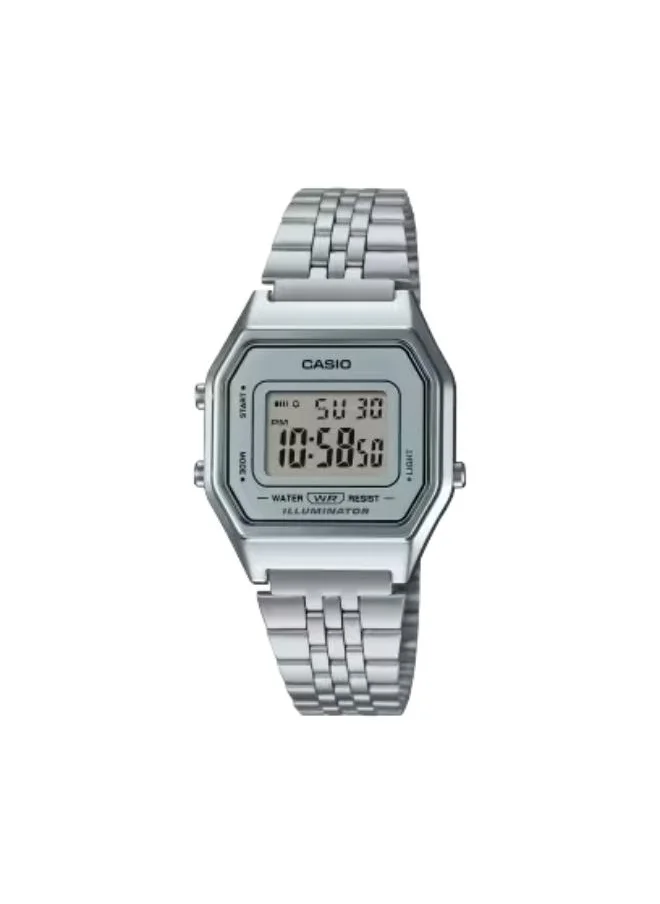 CASIO Unisex Digital Display Watch With Silver Stainless steel Strap - LA680WA-7DF