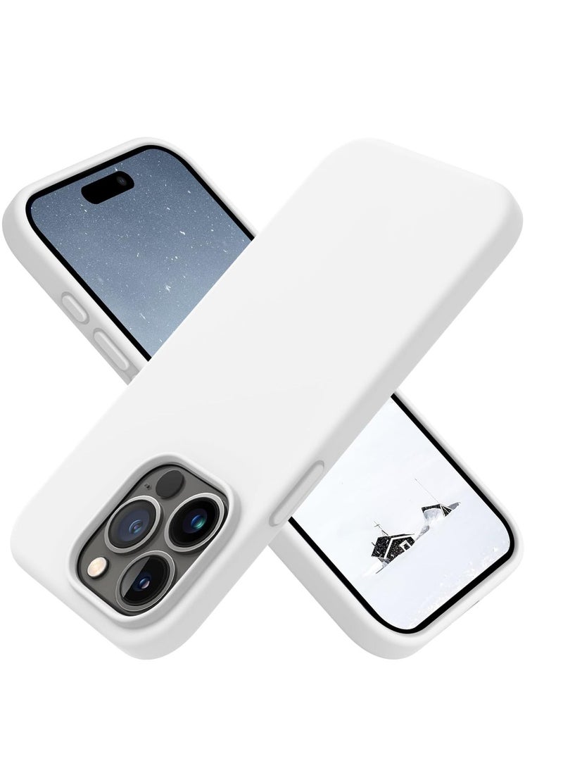 Compatible with iPhone 15 Pro Max Case,[Silky and Soft Touch Series] Premium Soft Liquid Silicone Rubber Full-Body Protective Bumper Case for iPhone 15 Pro Max (White)  - Image 1