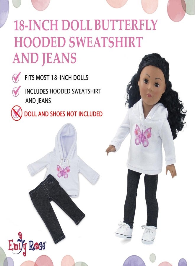 Emily Rose 18-inch Doll Clothes White Hoodie Sweatshirt and Stretch Blue Jeans - Casual Outdoor Clothing Outfit | Doll NOT Included | USA Business | Gift Boxed! - Image 3
