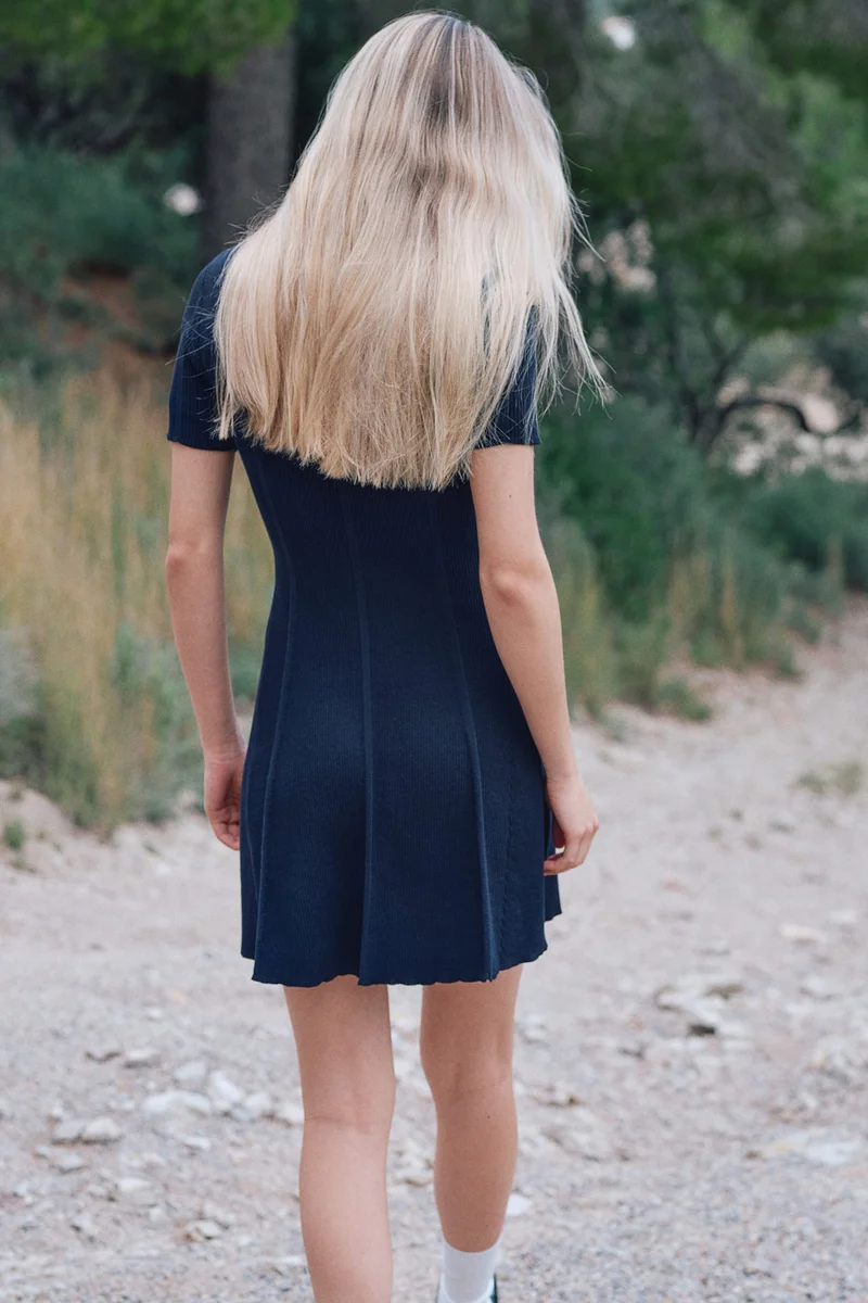 H&M Rib-knit flared-skirt dress