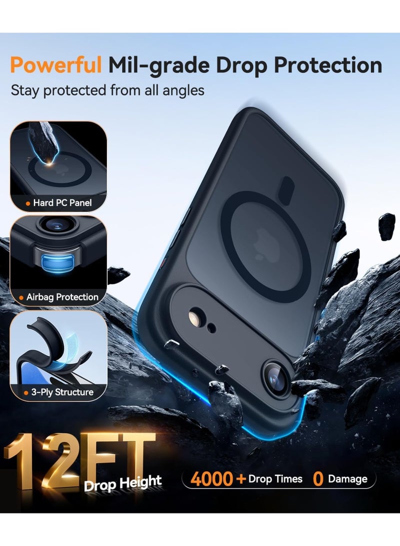 ESCASE Magnetic Cover for iPhone 17 Air 6.5 Inch, MagSafe Compatible, Full Camera Protection, Translucent Matte Slim Protective Shockproof Case, Black - Image 5