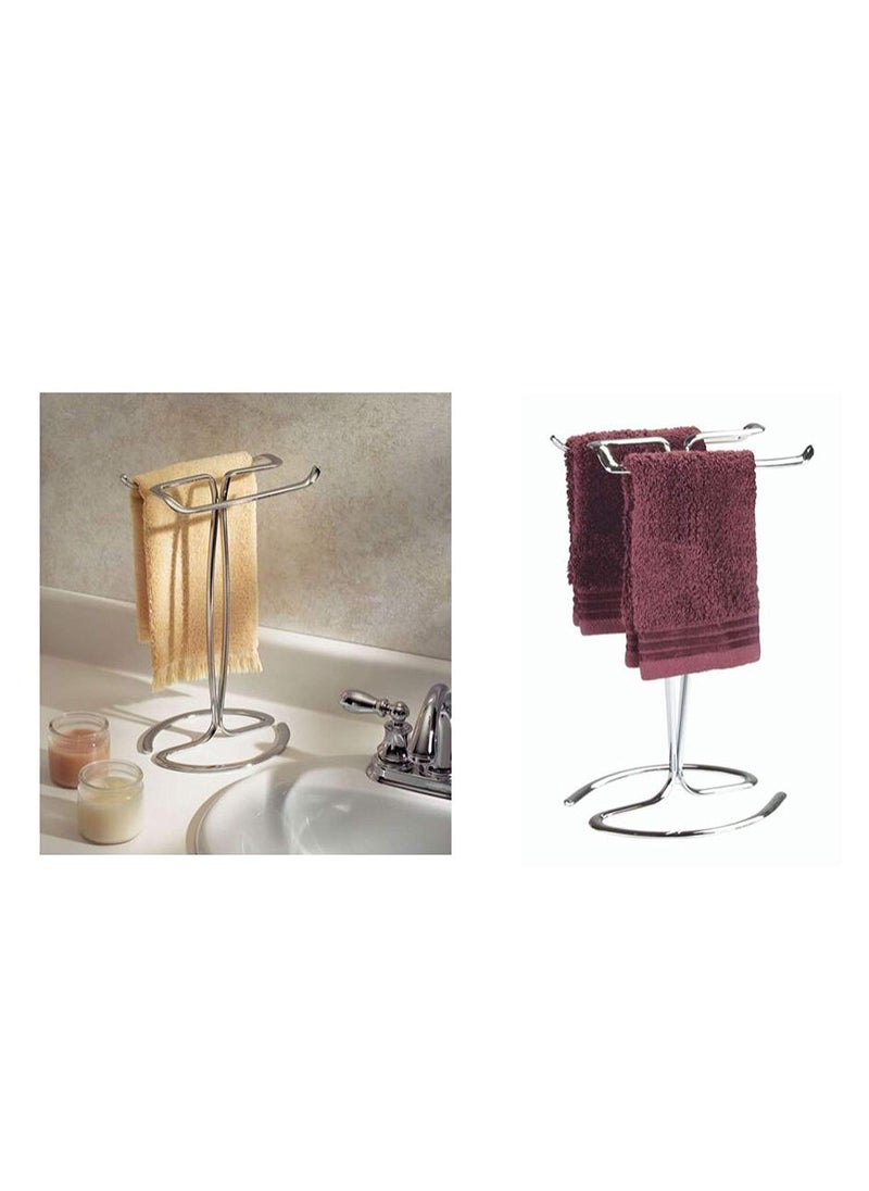 InterDesign iDesign Metal Hand Towel Rack, The Axis Collection – Holds 2 Hand Towels, 7.75” x 6.25” x 13.5”, Chrome  - Image 2