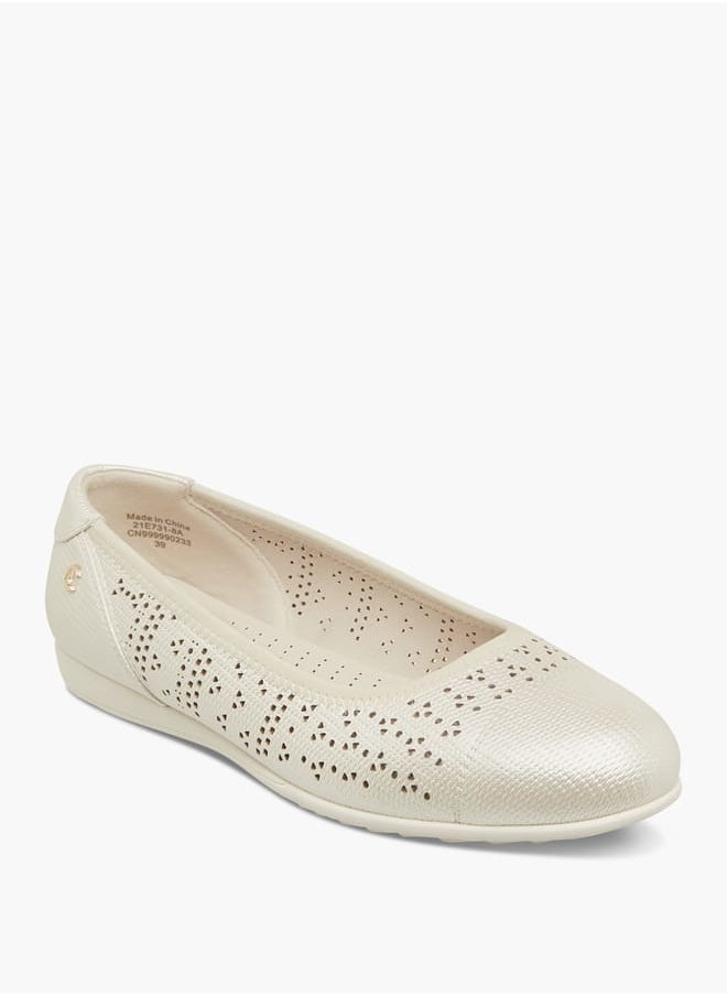 Le Confort Women Laser Cut Detail Slip-On Ballerina Shoes  - Image 2