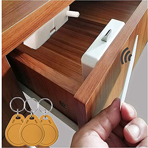 Boolian Electronic Cabinet Lock, Hidden DIY RFID Invisible Cabinet Lock， RFID Card/Tag Card/Induction Swipe Card to Unlock,for Wooden Drawer Locker Cupboard - Image 1