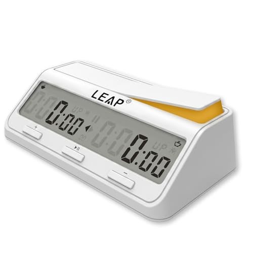 LEAP Chess Clock Digital Chess Timer Advanced for Board Game and Chess Timer with Large Screen Bonus Delay Count Down up Alarm Milk Wihite - Image 1