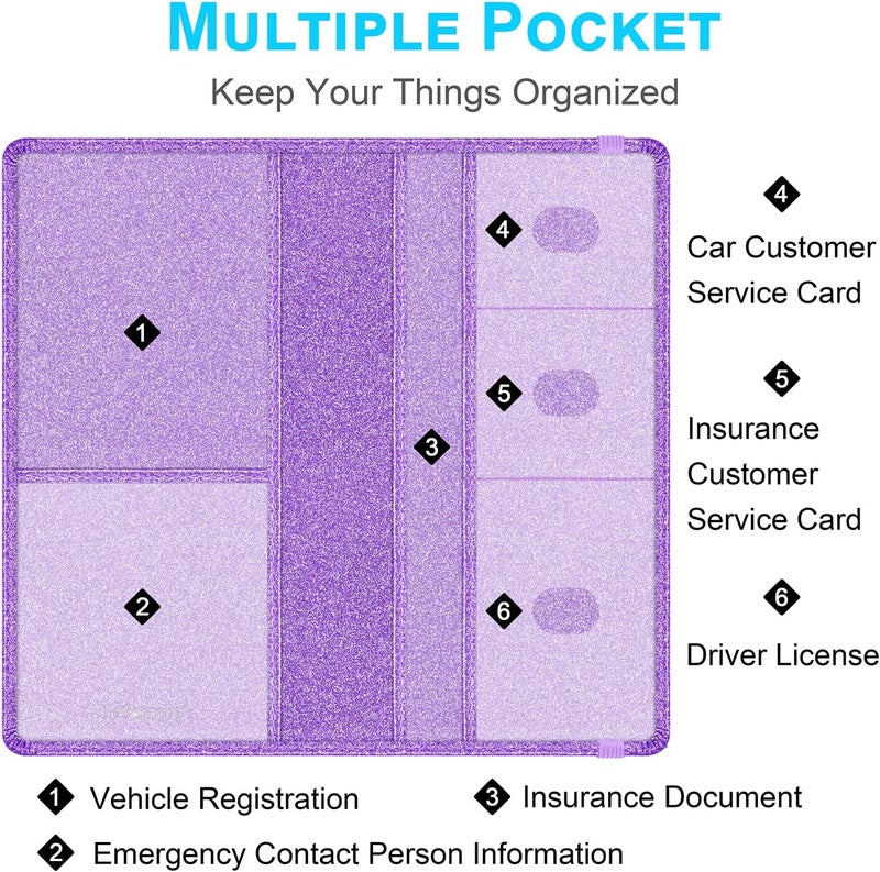 Wisdompro Car Document Holder Organiser, PU Leather Vehicle Insurance and Registration Holders Wallet Case for ID Card, Driving Licence, Key Contact Information Cards - Image 2
