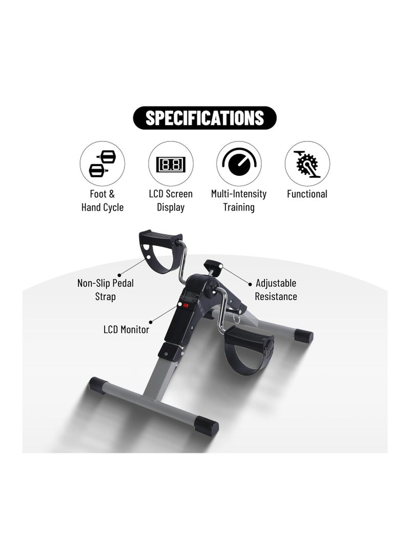 ENDLESS  Endless Folding Pedal Exerciser with LCD Monitor | Black | Material: Alloy Steel | Mini Under Desk Exercise Bike Foot Hand Cycle Portable, Arm and Leg Exercise Peddler Machine | For Men and Women  - Image 2